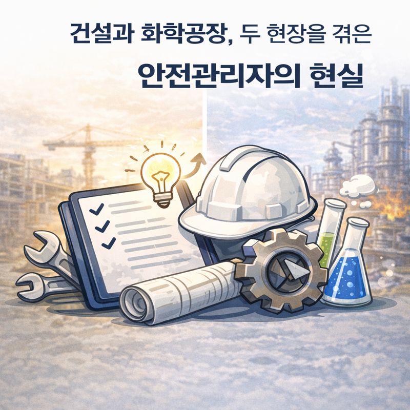 건설과 화학공정 현장을 배경으로 한 안전관리자 현실 대표 이미지